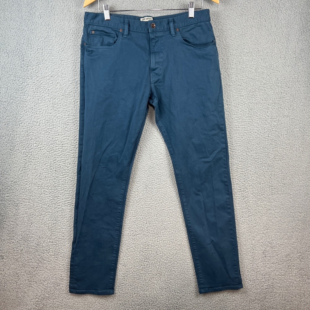 Todd Snyder Mens Slim Fit 5-Pocket Jeans Teal Blue 33x32 Stretch JE037785